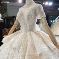 Jancember HTL1598 Turkey High Neck Beading Crystal Gown Wedding Dress